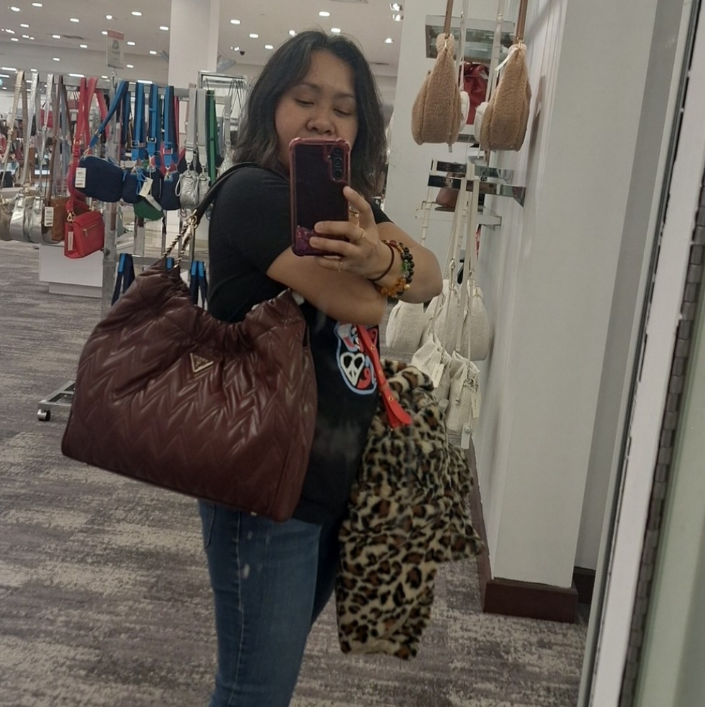 Guess Burgundy Slouchy Shoulder Bag